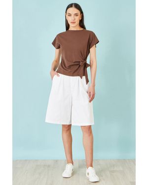 Yumi' Cotton Bermuda Shorts - White