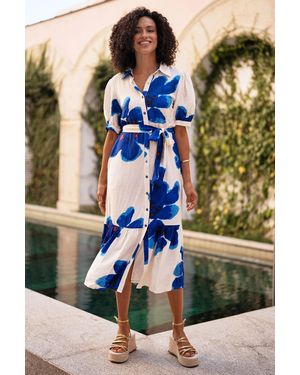 Yumi' Scattered Floral Shirt Dress - Black
