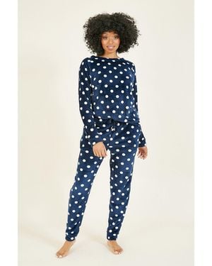 Yumi' Spot Super Soft Fleece Pyjamas - Blue
