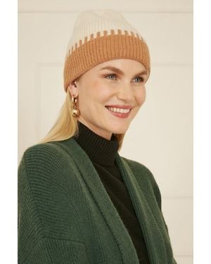 Yumi' Camel Two Tone Ribbed Beanie - Green
