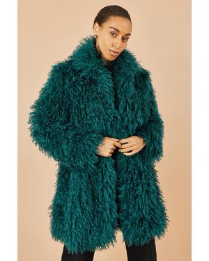 Yumi' Luxe Long Hair Fur Coat - Green