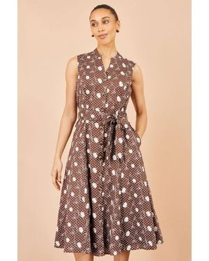 Yumi' Cotton Embroidery Shirt Dress - Natural