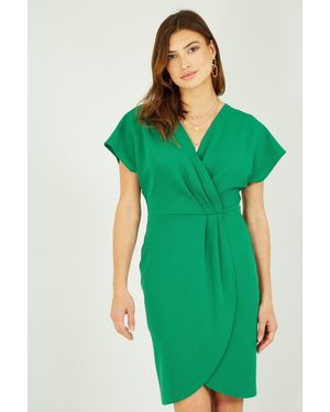 Mela Wrap Front Dress - Green