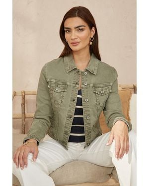 Yumi' Stretch Cotton Denim Jacket - Natural
