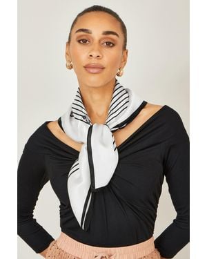Yumi' 100% Silk Butterfly Stripe Scarf - Black