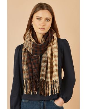 Yumi' Mixed Check Scarf - Black
