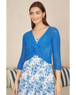 Yumi' Cotton Crochet Knitted Top - Blue