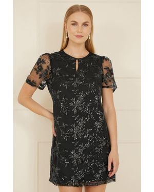 Yumi' Sequin Embroidered Tunic Dress - Black