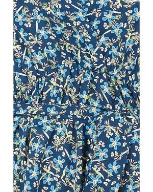 Yumi' Mela Ditsy Floral Wrap Skater Dress - Blue