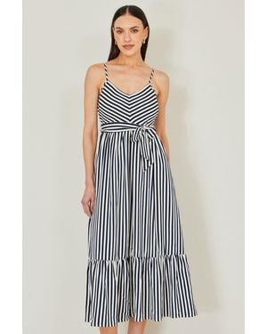 Yumi' Stripe Midi Sun Dress - Grey