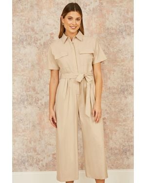 Yumi' Utility Relaxed Fit Jumpsuit - Natural
