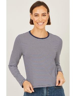 Yumi' Striped Jersey Long Sleeve T-Shirt - Grey