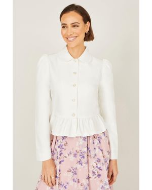 Yumi' Peplum Fitted Jacket - White