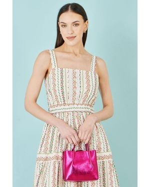 Yumi' Metallic Small Tote Bag - Pink