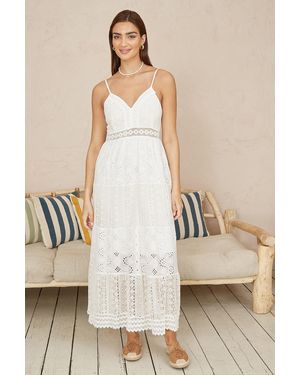 Yumi' Tiered Maxi Dress With Ruched Back - Natural