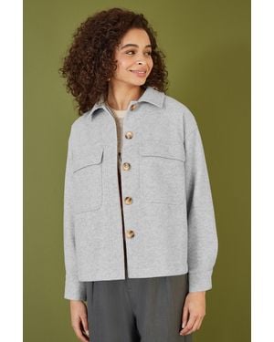 Yumi' Woven Shacket With Oversize Pockets - Green