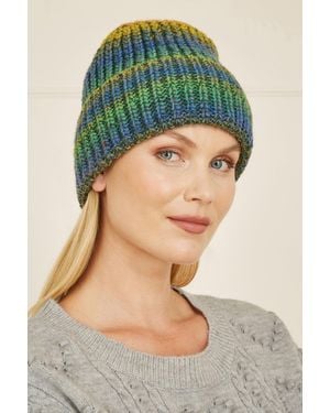 Yumi' Knitted Ombre Beanie Hat - Green