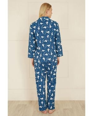 Yumi' Polar Bear Brushed Cotton Pyjamas - Blue