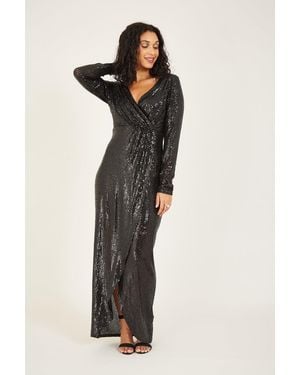 Mela London Sequin Embellished Maxi Dress - Black