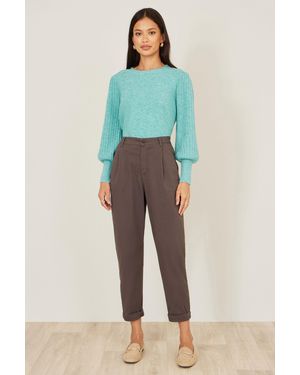 Yumi' Cotton Canvas Chino Trousers - Green