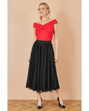 Yumi' Sparkle Mesh Tulle Skirt - Pink