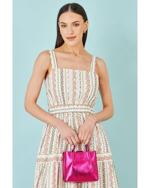 Yumi' Metallic Small Tote Bag - Pink