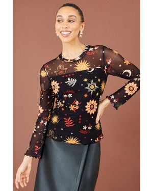 Yumi' Cosmic Mesh Top - Black