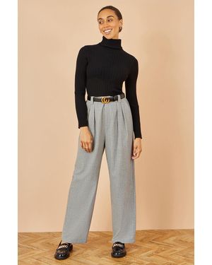 Yumi' Check Wide Leg Trousers - Black