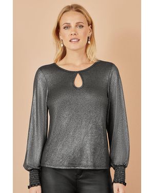 Yumi' Metallic Bow Back Top - Grey