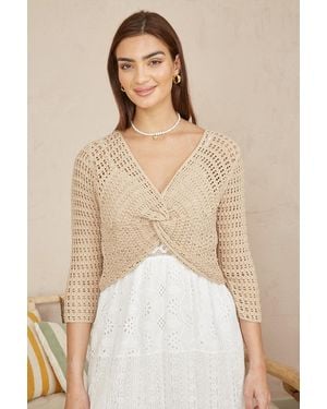 Yumi' Cotton Crochet Knitted Top - Natural