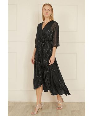 Yumi' Sequin Kimono Midi Wrap Dress - Natural
