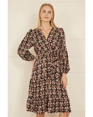 Yumi' Ikat Long Sleeve Skater Dress - Natural