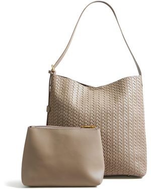 Yumi' Woven Shoulder Bag With Detachable Inside Purse - Natural