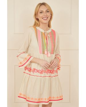 Yumi' Embroidered Cotton Tunic - Natural