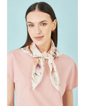 Yumi' 100% Silk Delicate Floral Print Scarf - Natural