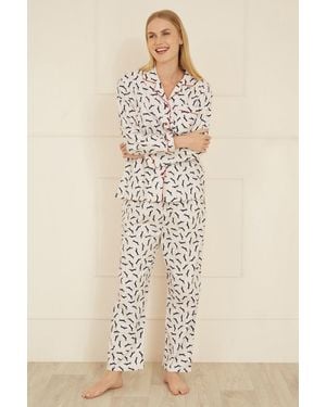 Yumi' Dachshund Brushed Cotton Pyjamas - Natural