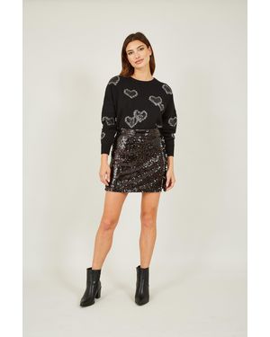 Yumi' Sequin Mini Skirt - Black