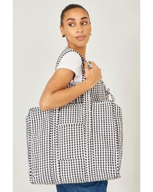 Yumi' Gingham Quilted Shopper Bag - White