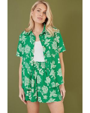 Mela London Mela Floral Print Relaxed Fit Shirt - Green