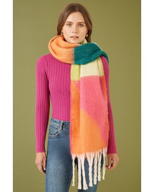 Yumi' Multicolour Oversize Fluffy Scarf - Pink