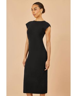 Yumi' Knitted Ruched Midi Dress - Blue