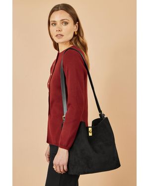 Yumi' Faux Suede Bag With Inside Pouch - Red