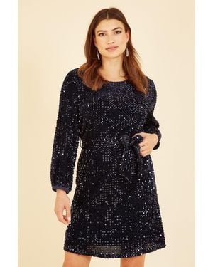 Mela Sequin Smock Dress - Black