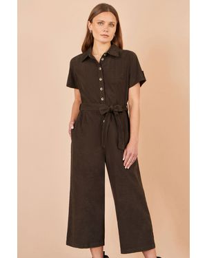 Yumi' Cord Relaxed Jumpsuit - Black