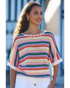 Yumi' Multicolour Batwing Crochet Top