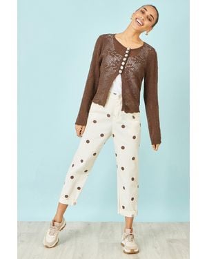 Yumi' Spot Print Cotton Canvas Chinos - Blue