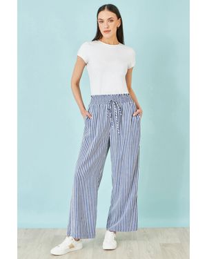 Yumi' Stripe Relaxed Trousers - Blue