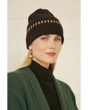 Yumi' Two Tone Ribbed Beanie - Green
