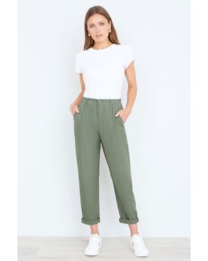Yumi' Cotton Canvas Chino Trousers - Green