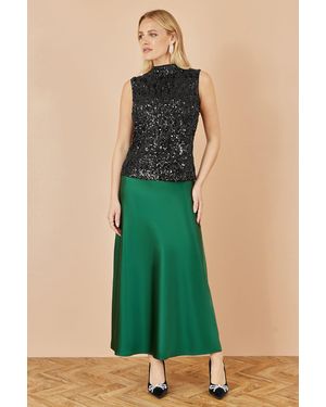 Yumi' Satin Midi Skirt - Green